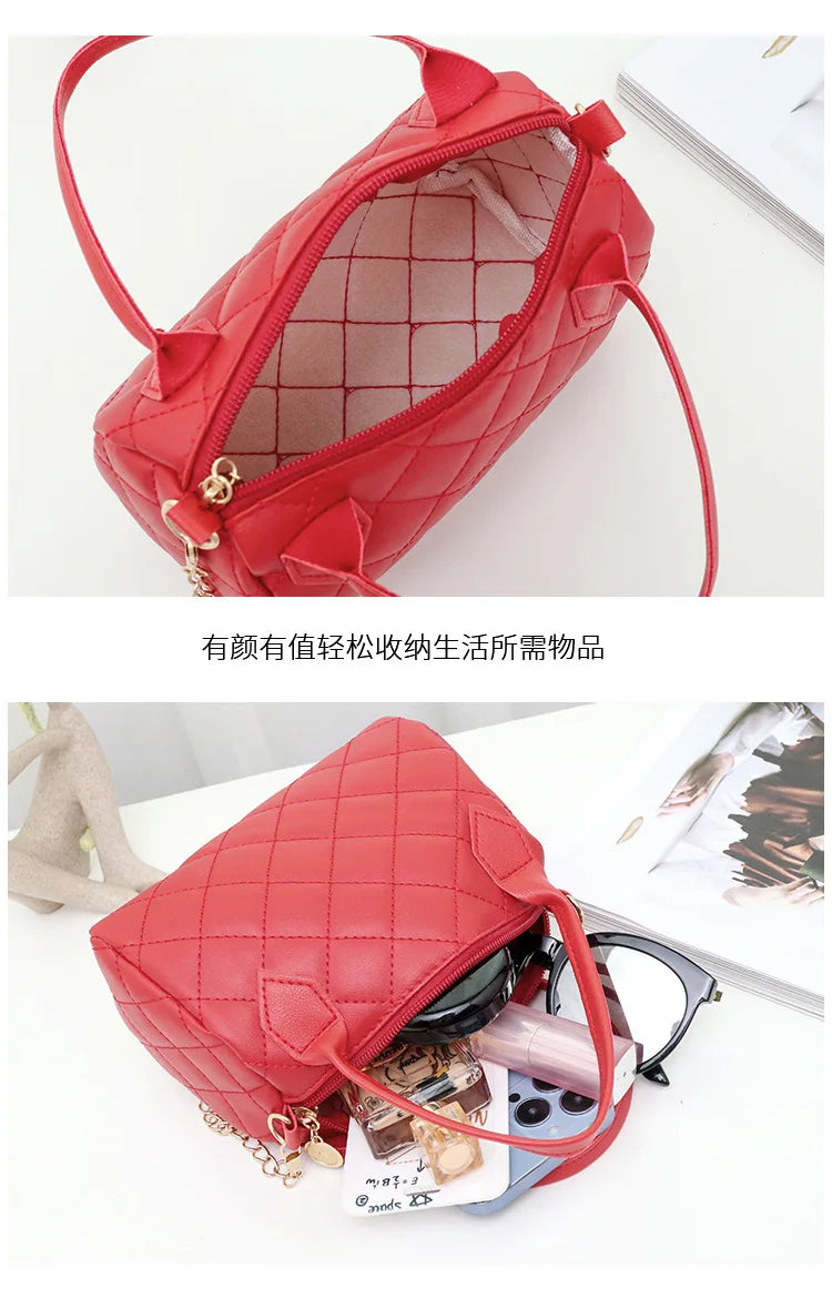 Crossbody Bags for Women Fashion Quilted Shoulder Purse with Convertible Chain Strap Classic Satchel Handbag