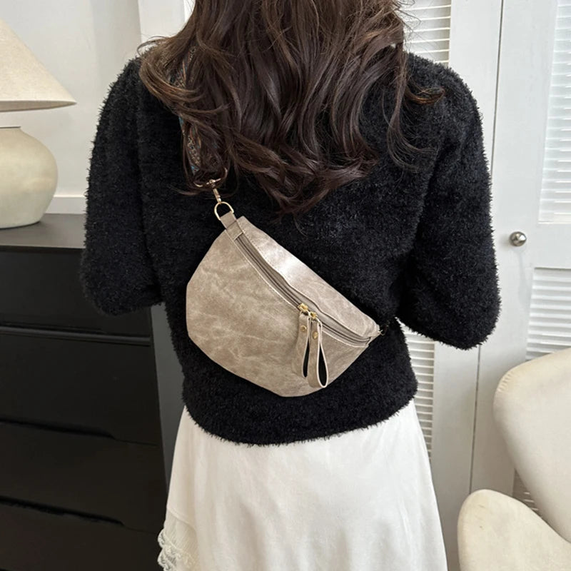 2025 Retro Wide Shoulder Women's Chest Bag Fashion Casual Armpit Crossbody Bag Simple Design Shoulder Bags for Women