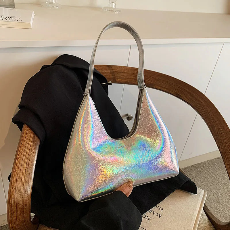 Fashion Luxury Brand Women's Shoulder Bag High Quality Patent Leather Tote Bag Waterproof Armpit Bag Solid Color Women's Handbag