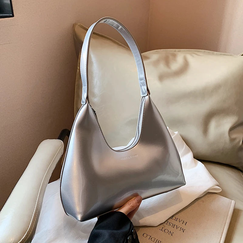 Fashion Luxury Brand Women's Shoulder Bag High Quality Patent Leather Tote Bag Waterproof Armpit Bag Solid Color Women's Handbag