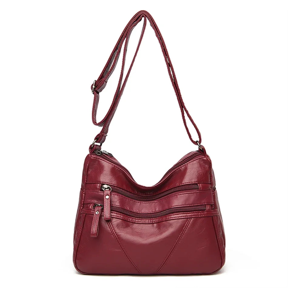 PU Leather Bolsa Luxury Ladies Shoulder Crossbody Bag Female Fold Over Small Bag Female Vintage Multi-Pocket Women Messenger Bag