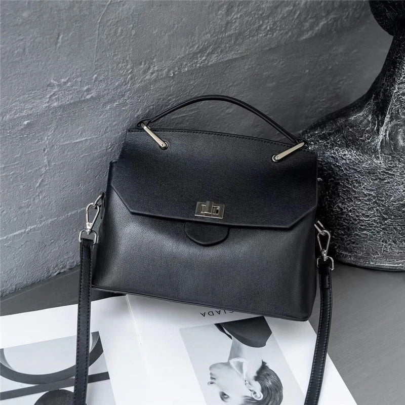 Hifashion Cowhide Genuine Leather Tote Handbags For Women 2025 Trend Designer Satchel Purses Work Ladies Shoulder Crossbody Bags