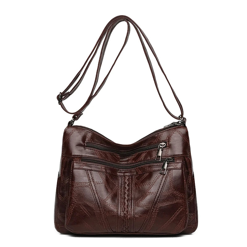 Multiple Pockets Soft Leather Hand Bags for Mom Women Luxury Handbags Women Bags Designer Shoulder Crossbody Bags Sac A Main