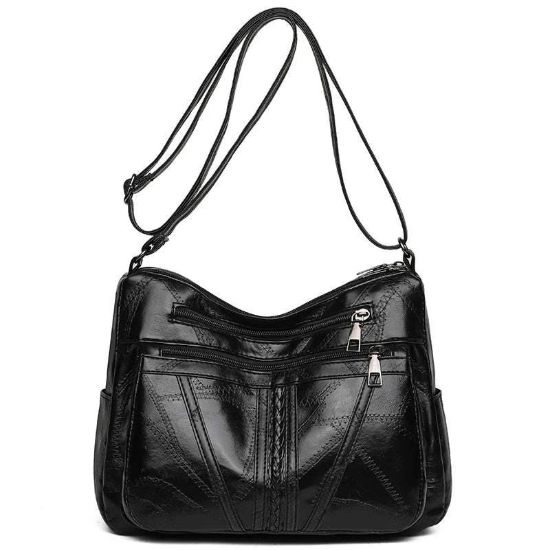 Multiple Pockets Soft Leather Hand Bags for Mom Women Luxury Handbags Women Bags Designer Shoulder Crossbody Bags Sac A Main