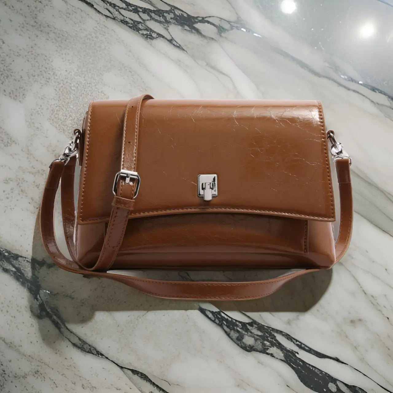 Luxurious Leather Handbag for Women, Tote Bag with Crossbody Strap, Elegant Ladies Style, Designer Brand