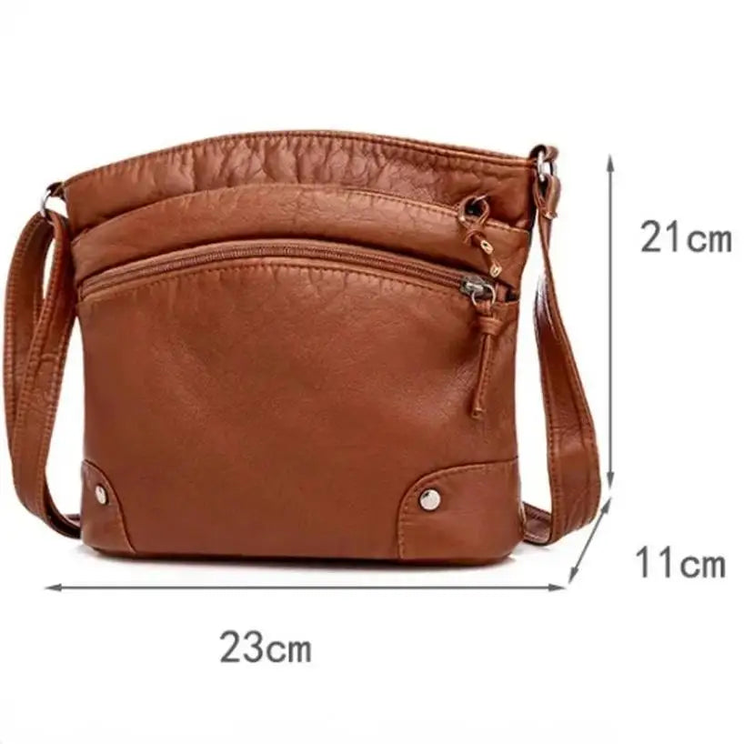 Women's Crossbody Bag Soft Leather New Women's Retro Large Capacity Multi Compartment Single Shoulder Bag Multi Pocket