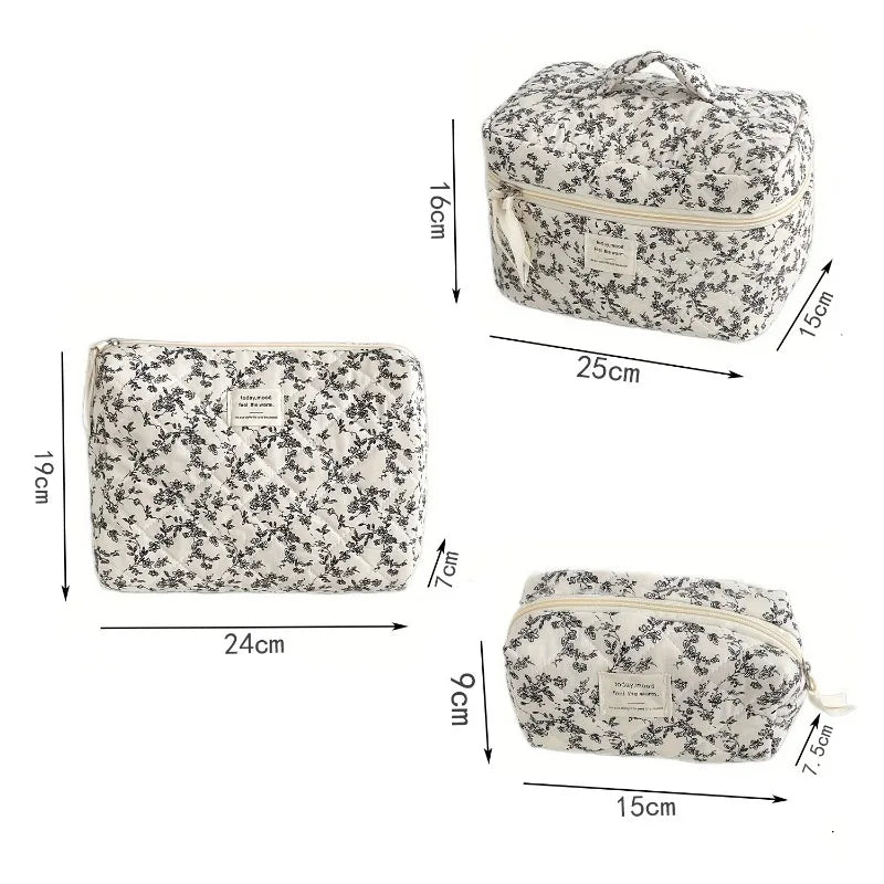 Makeup Bag Toiletry Bag Handheld Coin Purse Black White Floral  Beauty Pouch Ins Style Large Portable Travel Organizer Skincare