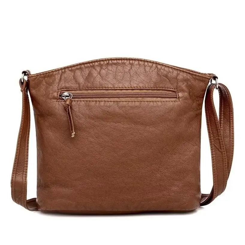 Women's Crossbody Bag Soft Leather New Women's Retro Large Capacity Multi Compartment Single Shoulder Bag Multi Pocket