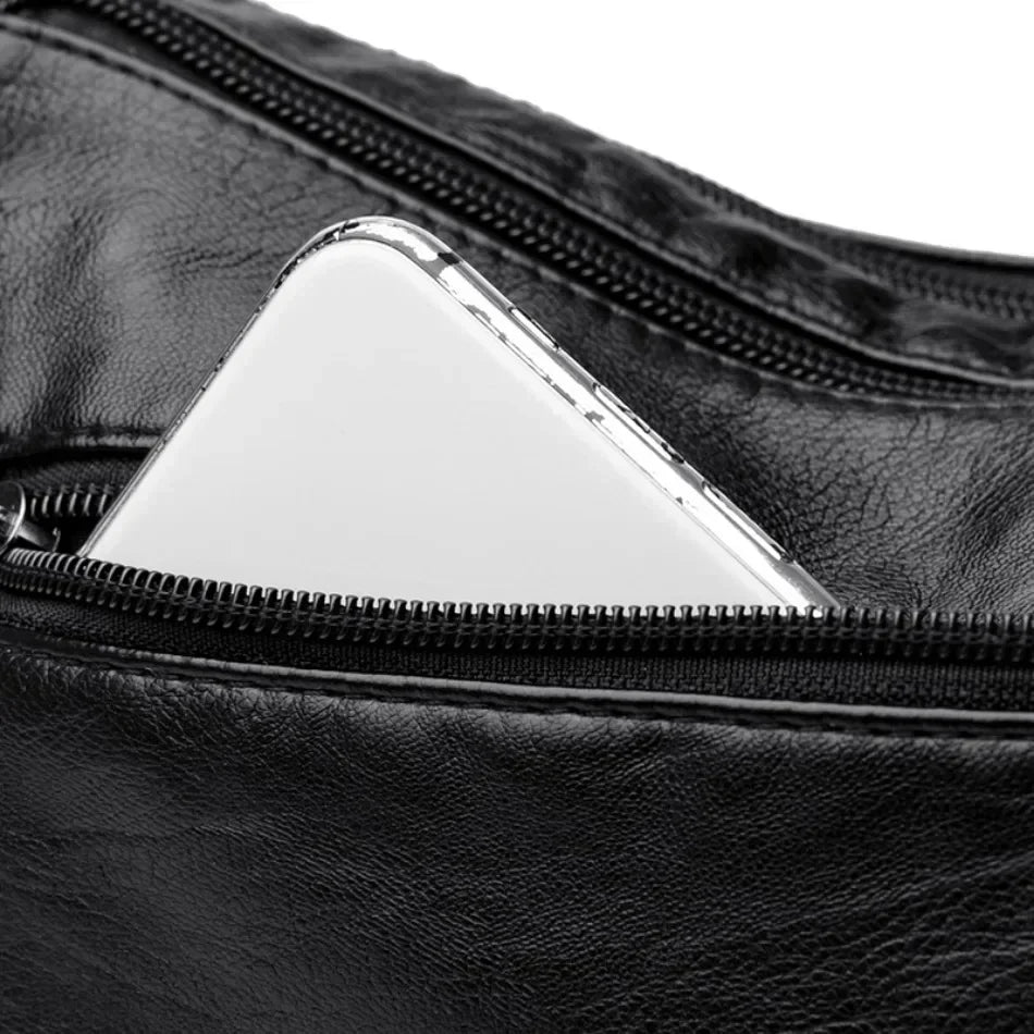 Women's Fashion Soft Leather Crossbody Bag 2024 Casual Multi-Pocket Messenger Retro Handbag Ladies Shoulder Bag with Zipper