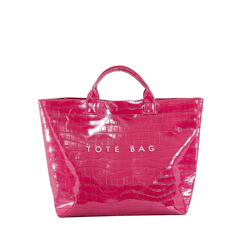 Crocodile Texture Tote Bag Pvc Kraft Paper Large Capacity Luxury Hobo Handbag Women Casual Shopping Letters Top Handle Hand Bags