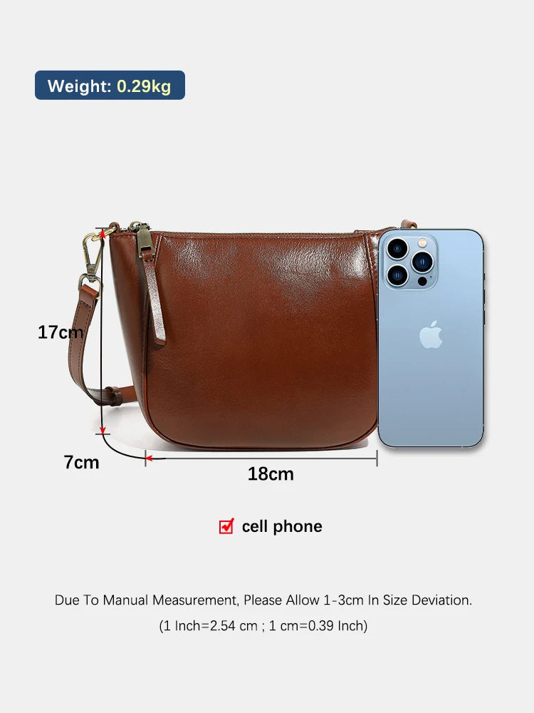 Zency Genuine Leather Small Beige Handbag Crossbody For Ladies Retro Black Phone Purse Women's Shoulder Messenger Bags Sac