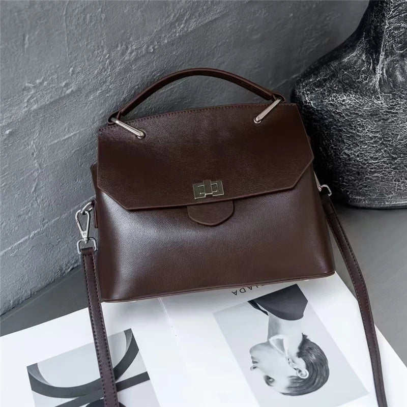 Hifashion Cowhide Genuine Leather Tote Handbags For Women 2025 Trend Designer Satchel Purses Work Ladies Shoulder Crossbody Bags