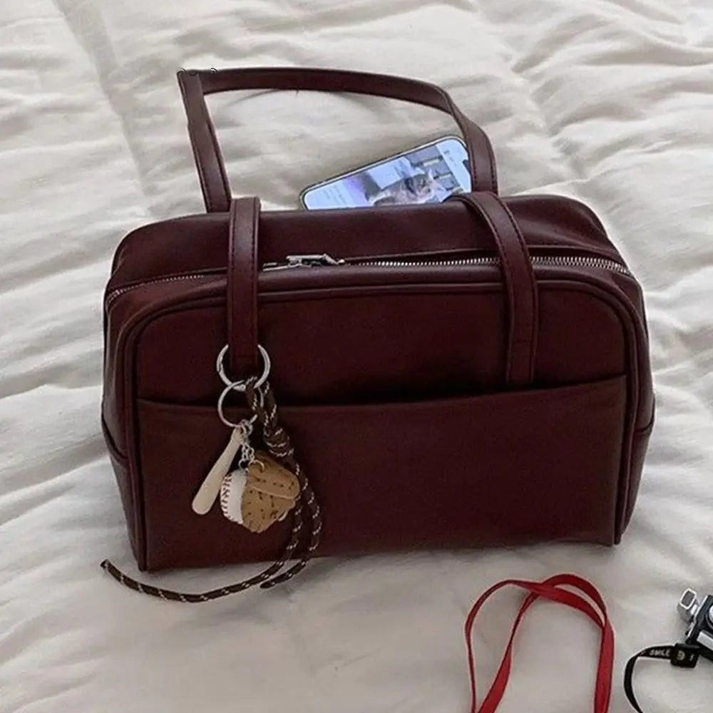 Retro PU Leather Shoulder Bag Large Capacity Crossbody Bags Tote Bag