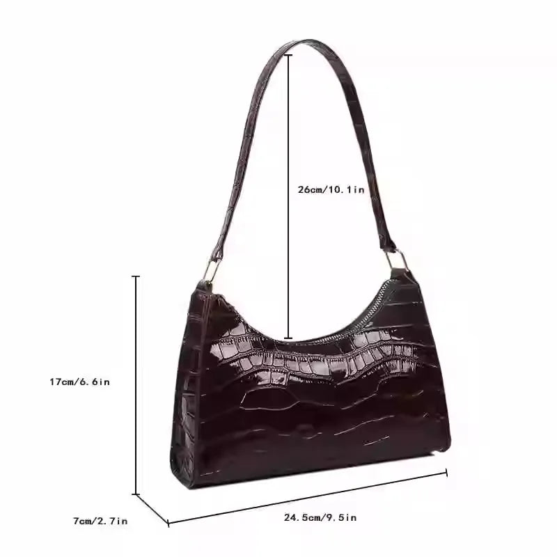 Fashion PU Leather Bags for Women Alligator Pattern Armpit Handbag Female Small Underarm Messenger Bag Purses and Handbags