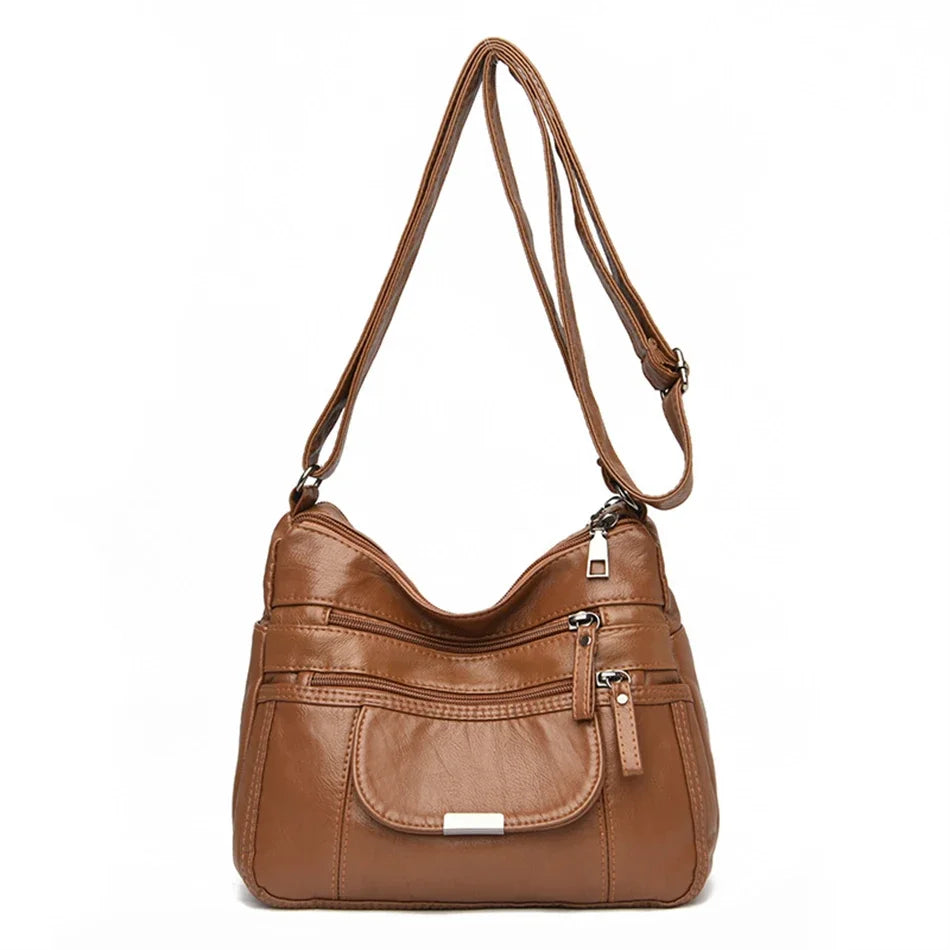 PU Leather Bolsa Luxury Ladies Shoulder Crossbody Bag Female Fold Over Small Bag Female Vintage Multi-Pocket Women Messenger Bag