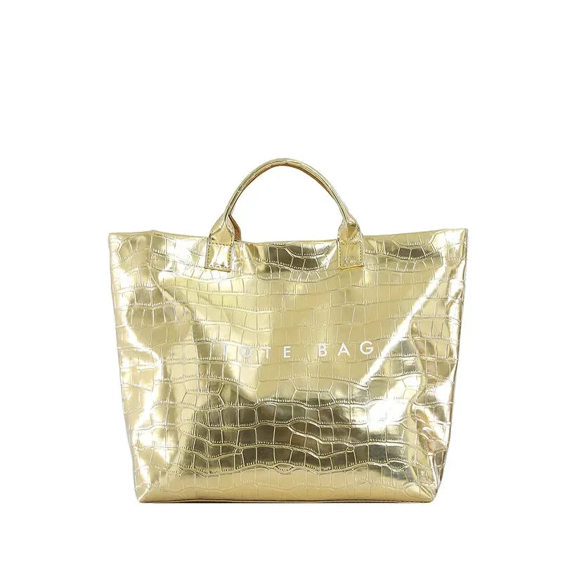Crocodile Texture Tote Bag Pvc Kraft Paper Large Capacity Luxury Hobo Handbag Women Casual Shopping Letters Top Handle Hand Bags