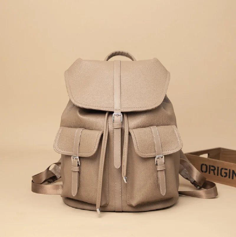 New Korean Fashion Large Capacity Travel Backpacks Women's Pu Leather Shoulder Bags Totes Preppy Style School Bag Backpack