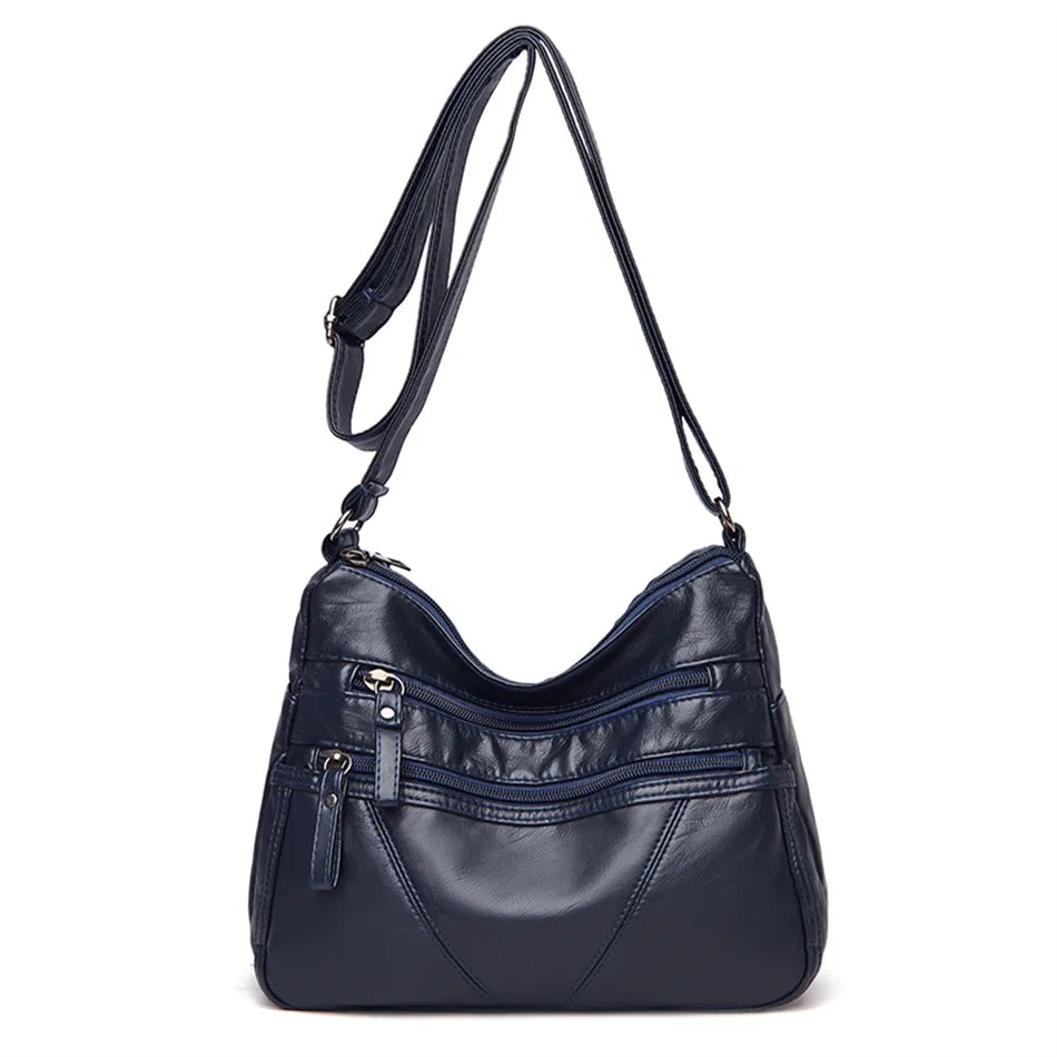 PU Leather Bolsa Luxury Ladies Shoulder Crossbody Bag Female Fold Over Small Bag Female Vintage Multi-Pocket Women Messenger Bag