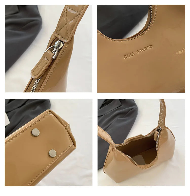 Women Burgundy Shoulder Bag Luxury Design Wine Red Half Moon Handbag Fashion Pu Leather Handbag Small Crescent Underarm Bags New