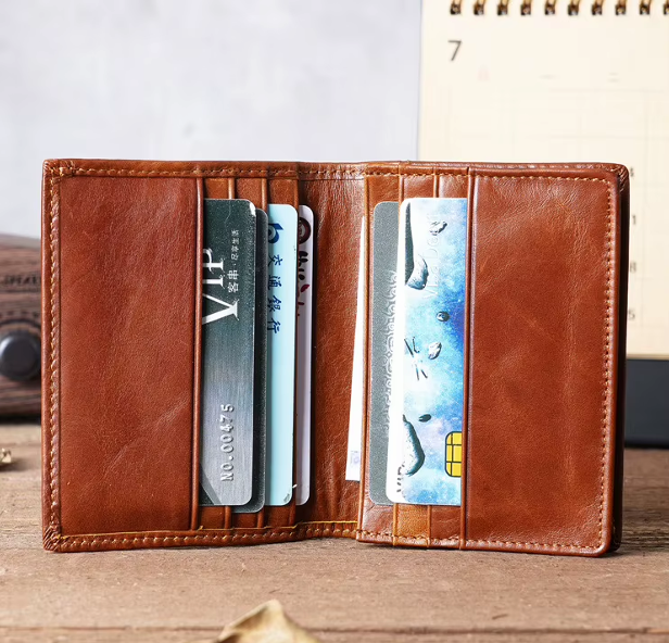 Vintage Genuine Leather Cards Holder Men Women Coins Purse Cards Wallet