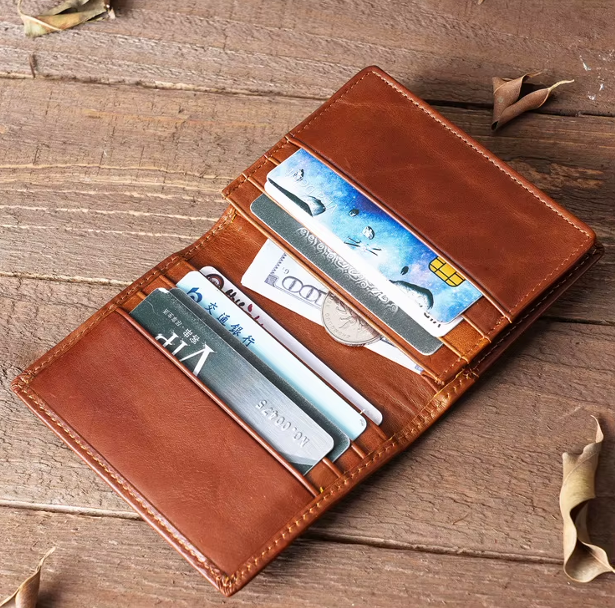 Vintage Genuine Leather Cards Holder Men Women Coins Purse Cards Wallet
