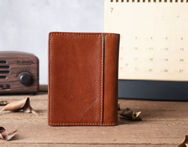 Vintage Genuine Leather Cards Holder Men Women Coins Purse Cards Wallet