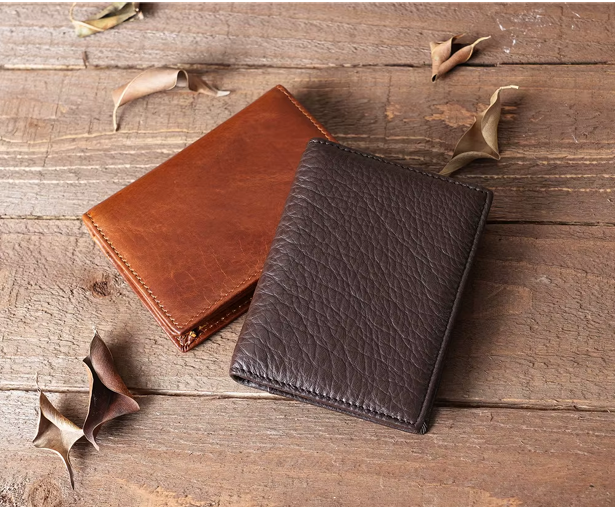 Vintage Genuine Leather Cards Holder Men Women Coins Purse Cards Wallet