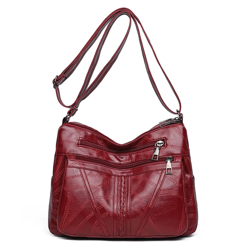 Multiple Pockets Soft Leather Hand Bags for Mom Women Luxury Handbags Women Bags Designer Shoulder Crossbody Bags Sac A Main