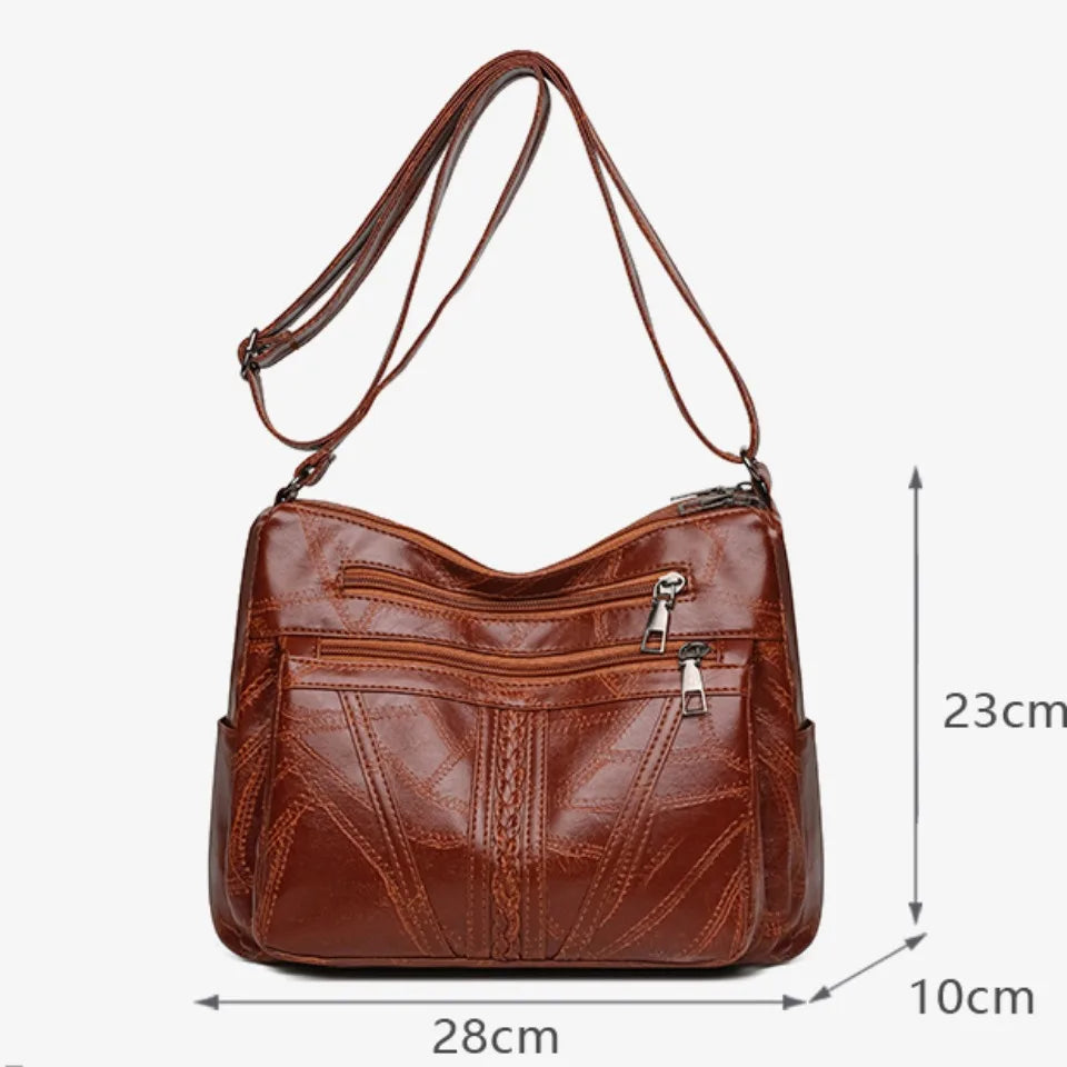 Multiple Pockets Soft Leather Hand Bags for Mom Women Luxury Handbags Women Bags Designer Shoulder Crossbody Bags Sac A Main