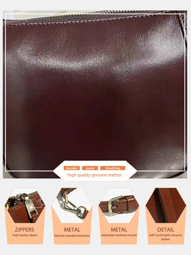 Zency Genuine Leather Small Beige Handbag Crossbody For Ladies Retro Black Phone Purse Women's Shoulder Messenger Bags Sac