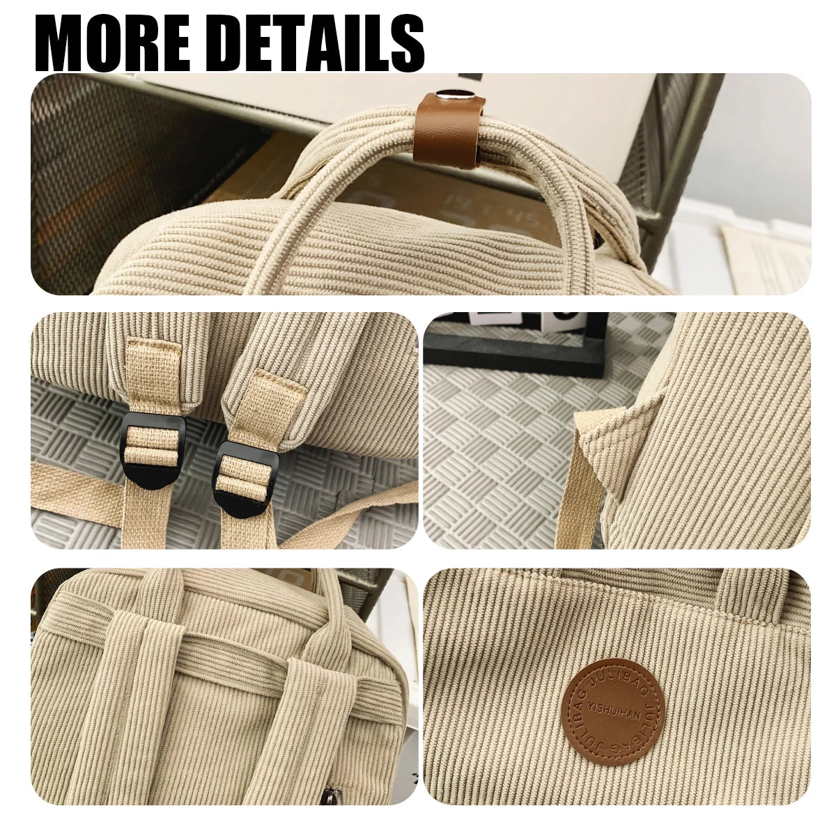 Corduroy Schoolbag Middle School Student Junior High School Student Ins College Backpack Autumn and Winter New Pure Color Girl Velvet Backpack Student Class Shopping Hiking