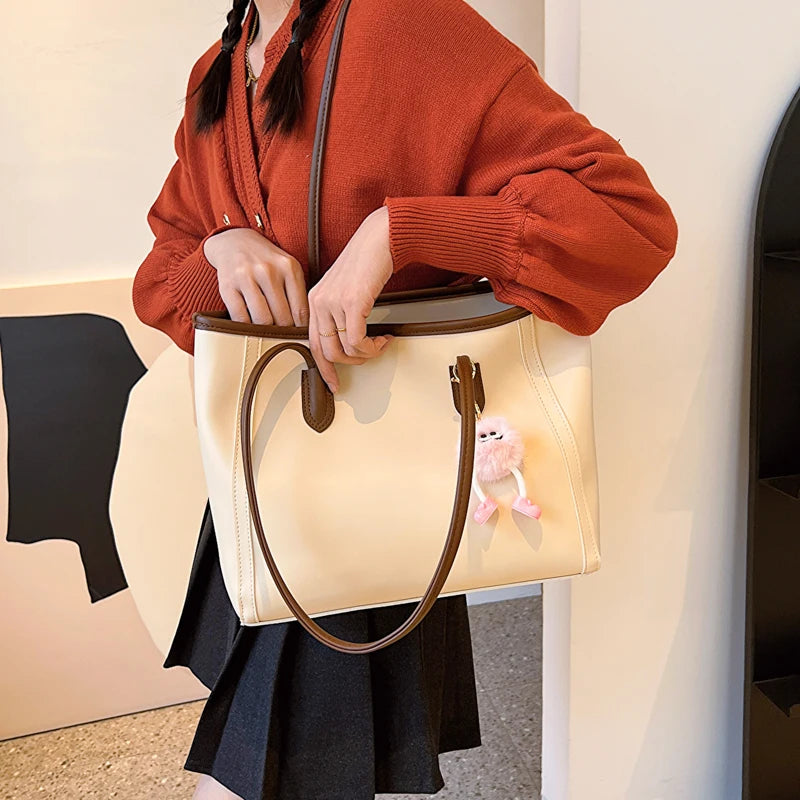 Korean Sle Faionable Commuter Women's Handbag 2025 New Trendy Versatile oulder Bag High Quali Soft PU Leather Tote Bag