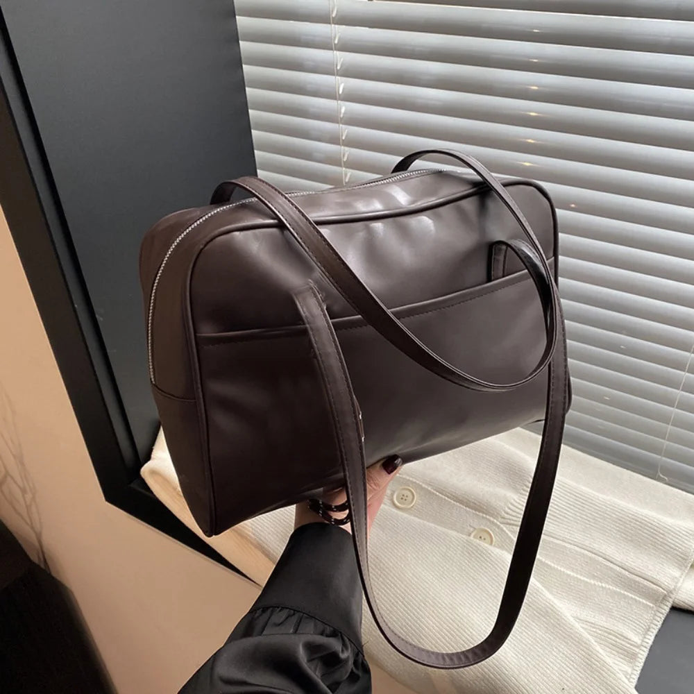 Retro PU Leather Shoulder Bag Large Capacity Crossbody Bags Tote Bag